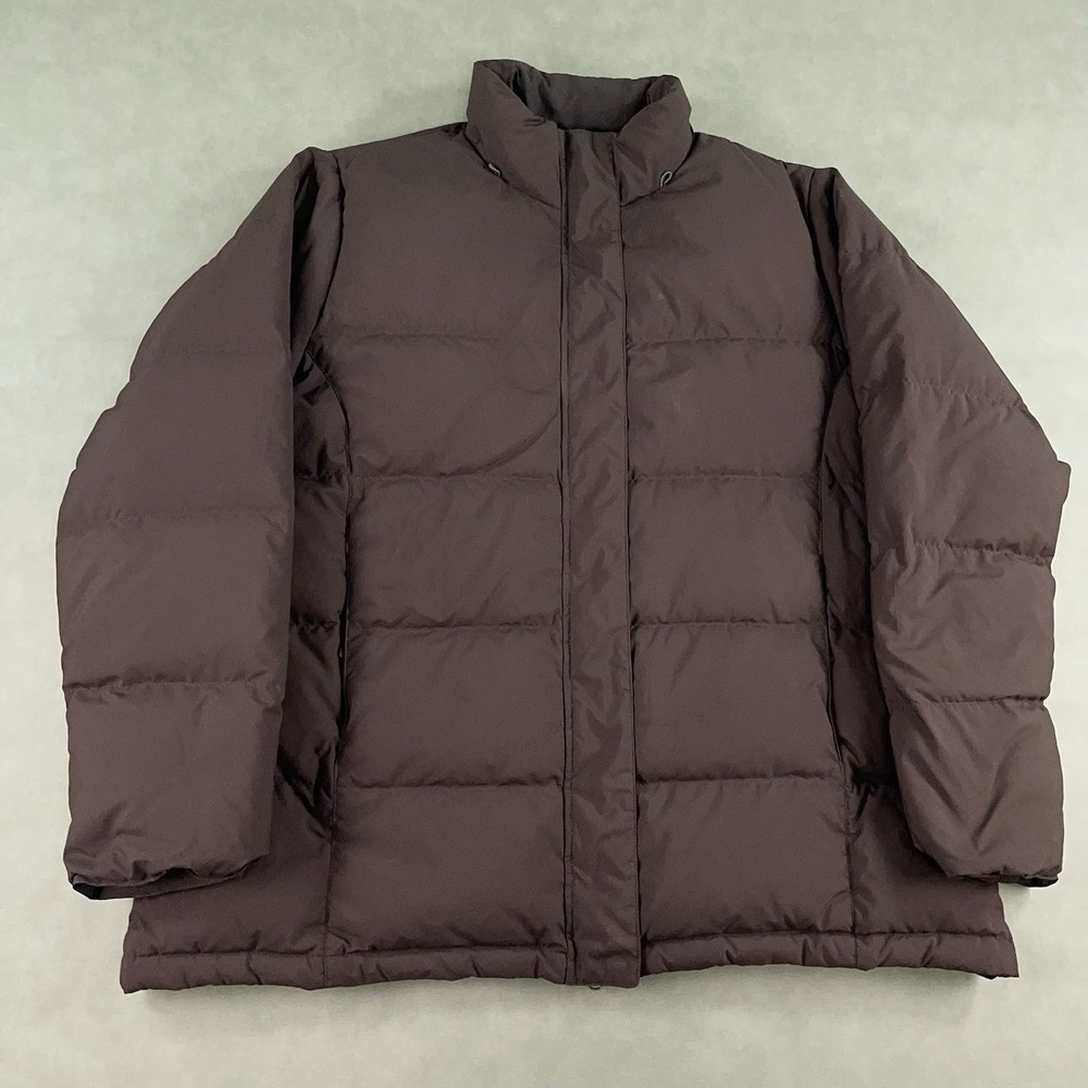 LL Bean Womens Goose Down Puffer Jacket Chocolate Brown Size XL Reg EUC